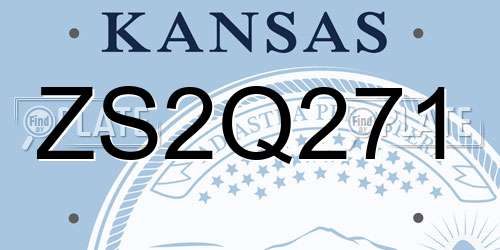 ZS2Q271 Kansas License Plate