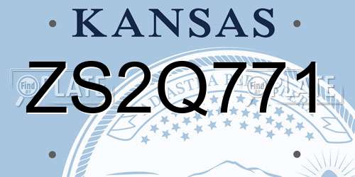 ZS2Q771 Kansas License Plate