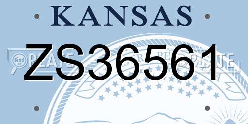 ZS36561 Kansas License Plate