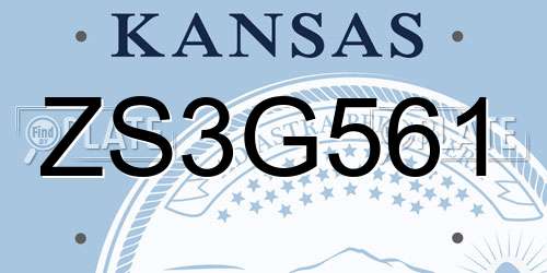 ZS3G561 Kansas License Plate