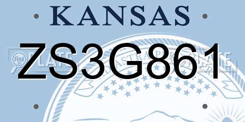 ZS3G861 Kansas License Plate