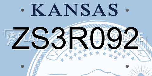 ZS3R092 Kansas License Plate