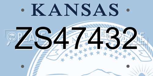 ZS47432 Kansas License Plate