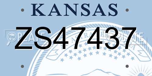 ZS47437 Kansas License Plate
