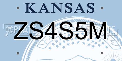 ZS4S5M Kansas License Plate