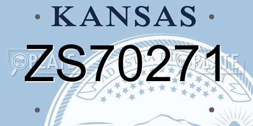 ZS70271 Kansas License Plate