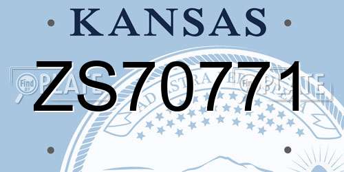 ZS70771 Kansas License Plate