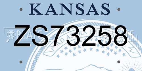 ZS73258 Kansas License Plate