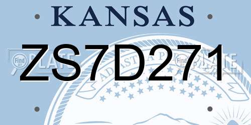 ZS7D271 Kansas License Plate