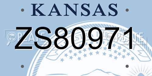 ZS80971 Kansas License Plate
