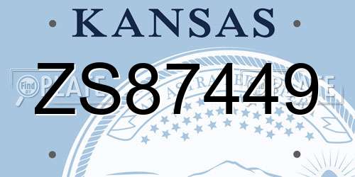 ZS87449 Kansas License Plate