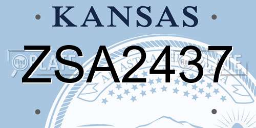 ZSA2437 Kansas License Plate