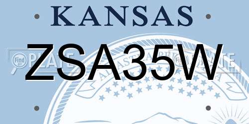 ZSA35W Kansas License Plate