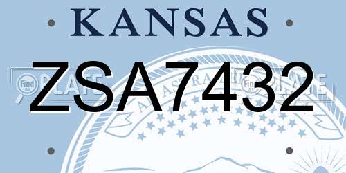 ZSA7432 Kansas License Plate