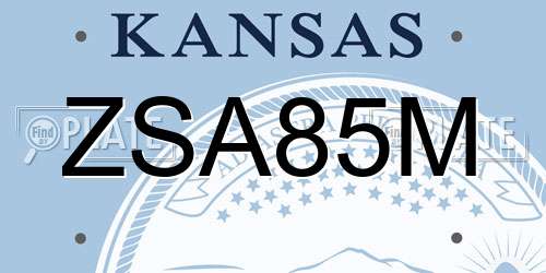 ZSA85M Kansas License Plate