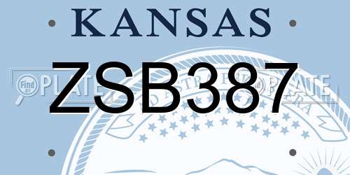 ZSB387 Kansas License Plate