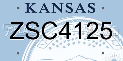 ZSC4125 Kansas License Plate