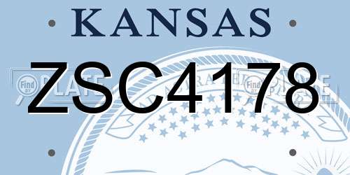 ZSC4178 Kansas License Plate