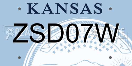 ZSD07W Kansas License Plate