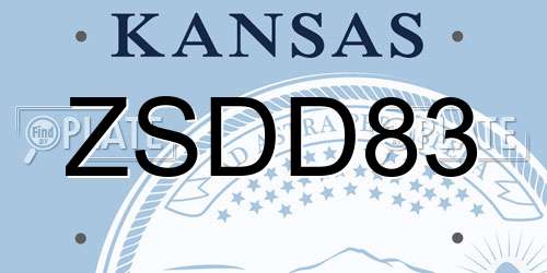 ZSDD83 Kansas License Plate