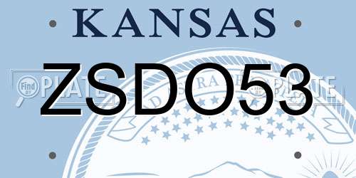ZSDO53 Kansas License Plate