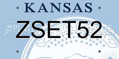 ZSET52 Kansas License Plate