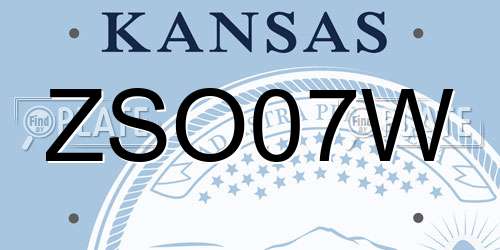 ZSO07W Kansas License Plate