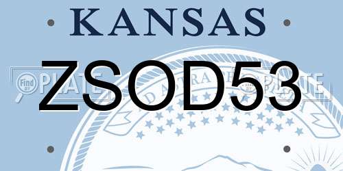 ZSOD53 Kansas License Plate