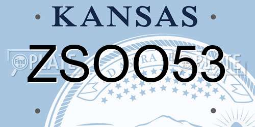 ZSOO53 Kansas License Plate
