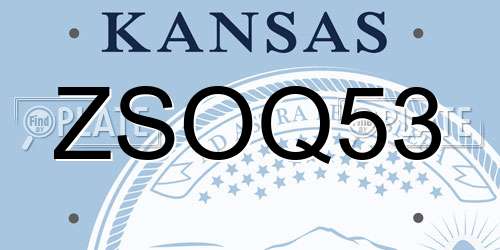ZSOQ53 Kansas License Plate