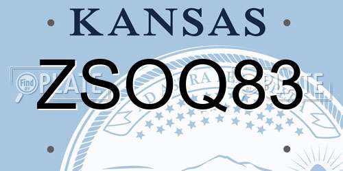 ZSOQ83 Kansas License Plate