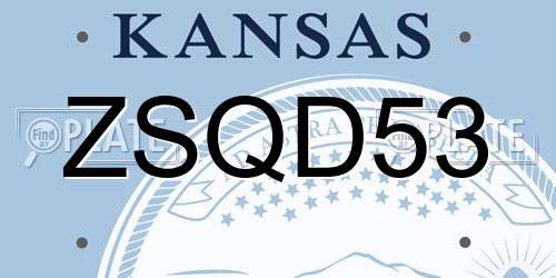 ZSQD53 Kansas License Plate