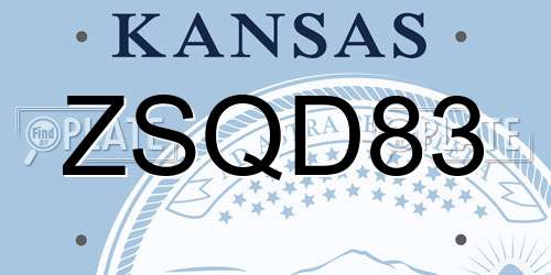 ZSQD83 Kansas License Plate