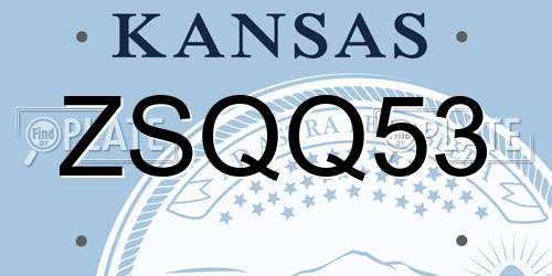 ZSQQ53 Kansas License Plate