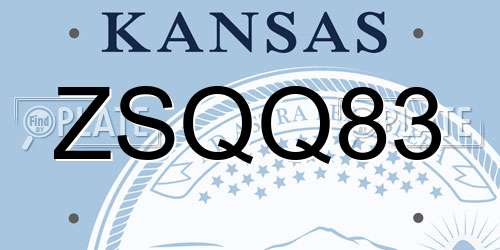 ZSQQ83 Kansas License Plate