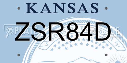 ZSR84D Kansas License Plate