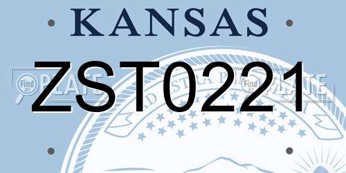 ZST0221 Kansas License Plate