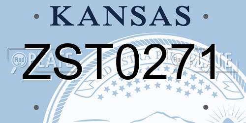 ZST0271 Kansas License Plate