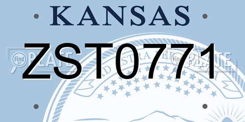 ZST0771 Kansas License Plate