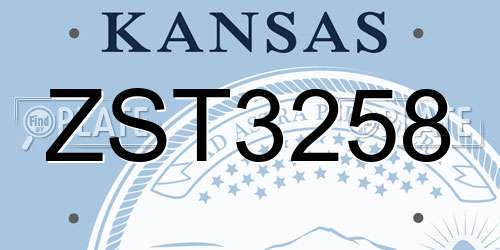 ZST3258 Kansas License Plate
