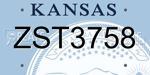 ZST3758 Kansas License Plate