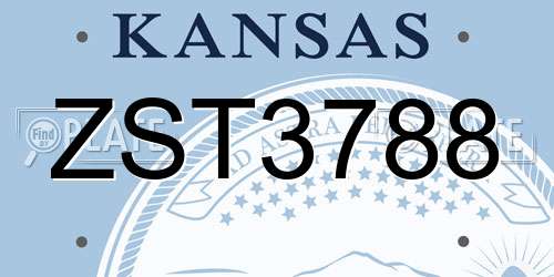 ZST3788 Kansas License Plate