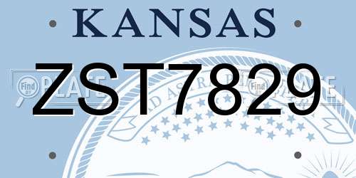 ZST7829 Kansas License Plate