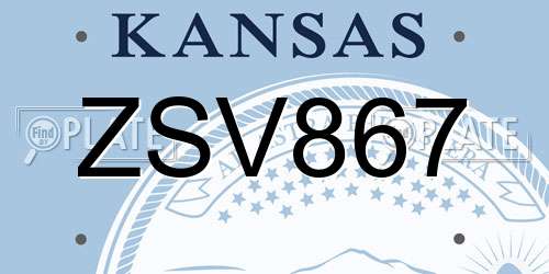 ZSV867 Kansas License Plate