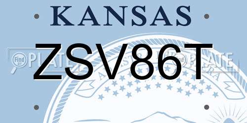 ZSV86T Kansas License Plate