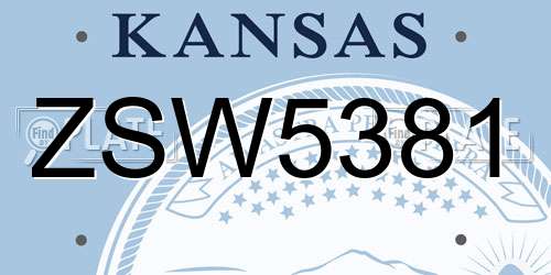 ZSW5381 Kansas License Plate