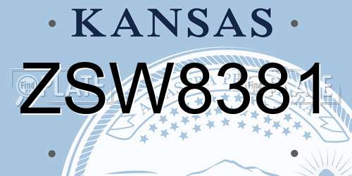 ZSW8381 Kansas License Plate