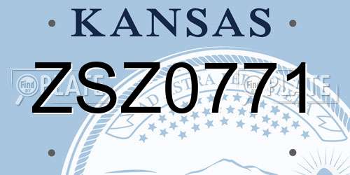 ZSZ0771 Kansas License Plate