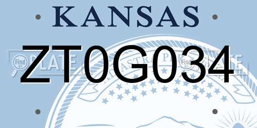 ZT0G034 Kansas License Plate