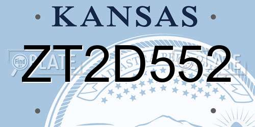 ZT2D552 Kansas License Plate